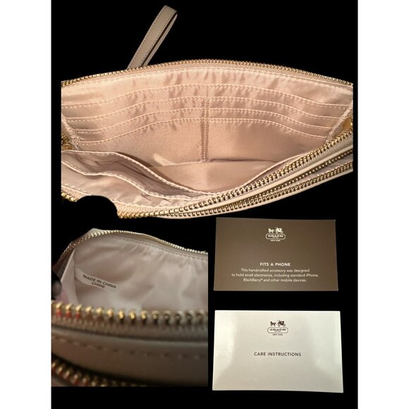 Coach Madison Double Zip Wristlet 51221 Pink Pearlescent OP Art Canvas Wallet - Picture 7 of 9